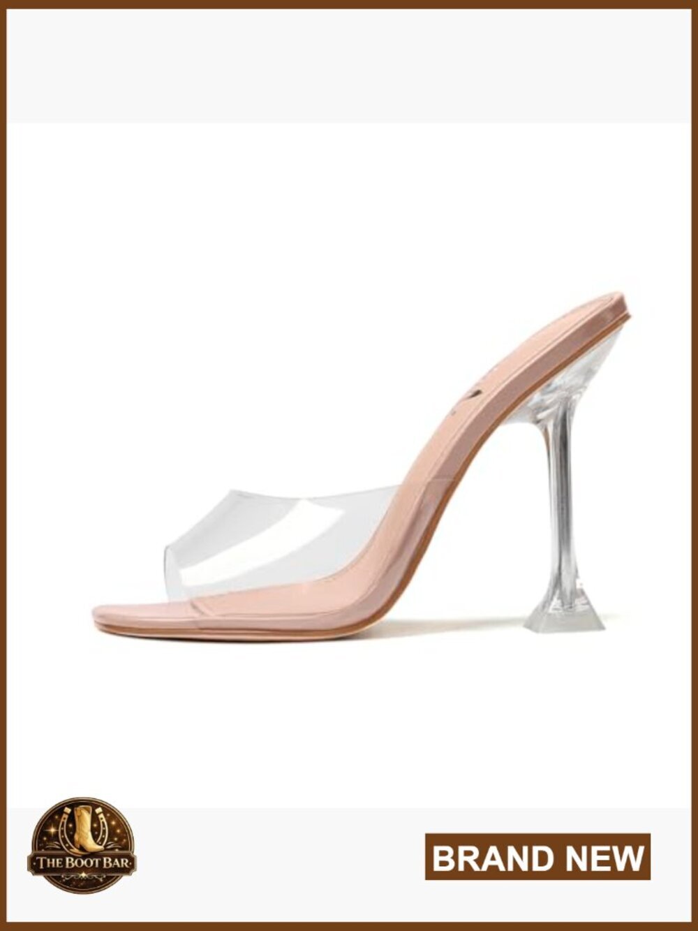 Transparent Stiletto Heel Sandals Clear Slippers Backless Peep Toe Mules - Picture 4 of 7